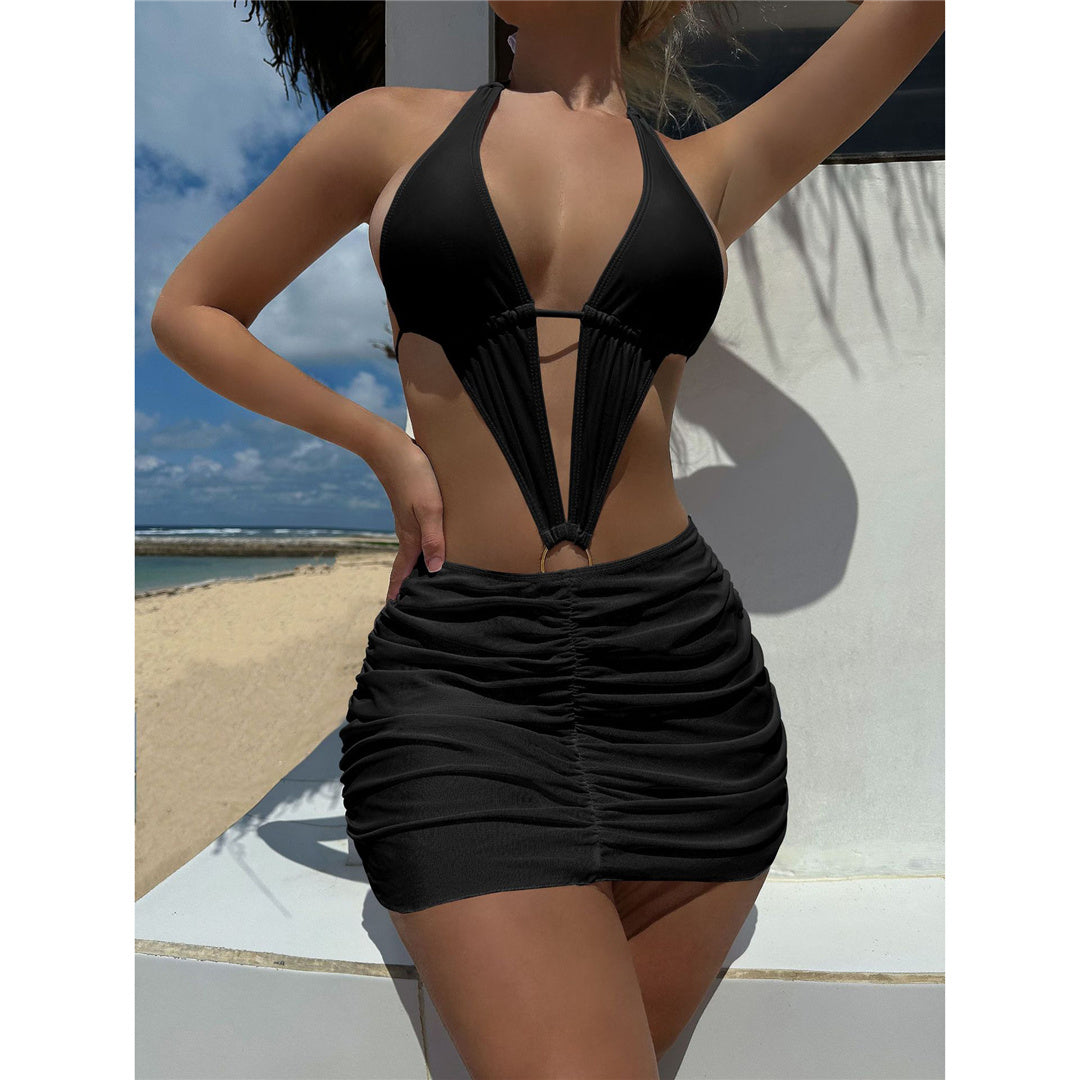 Jenny With Skirt Halter One Piece Swimsuit