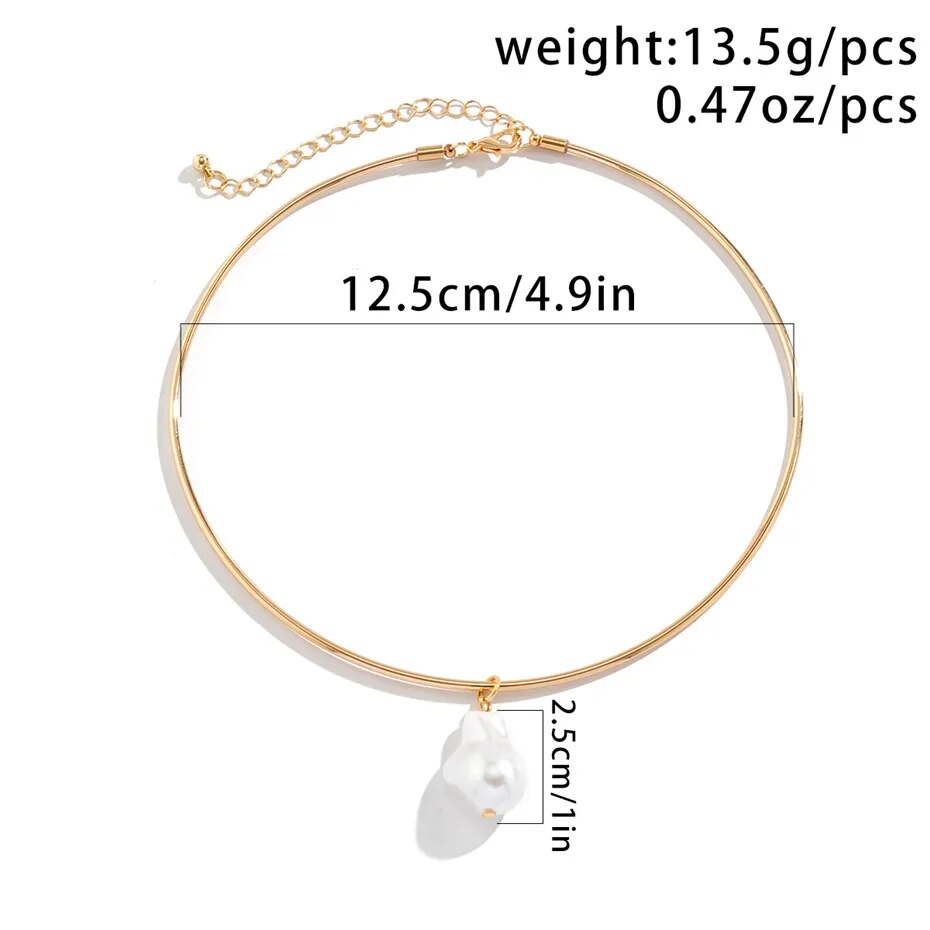 Donna Pearl Pendant Torques Choker Necklace