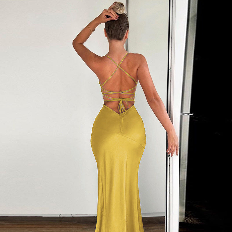 Constance Spaghetti Strap Backless Sexy Maxi Dress