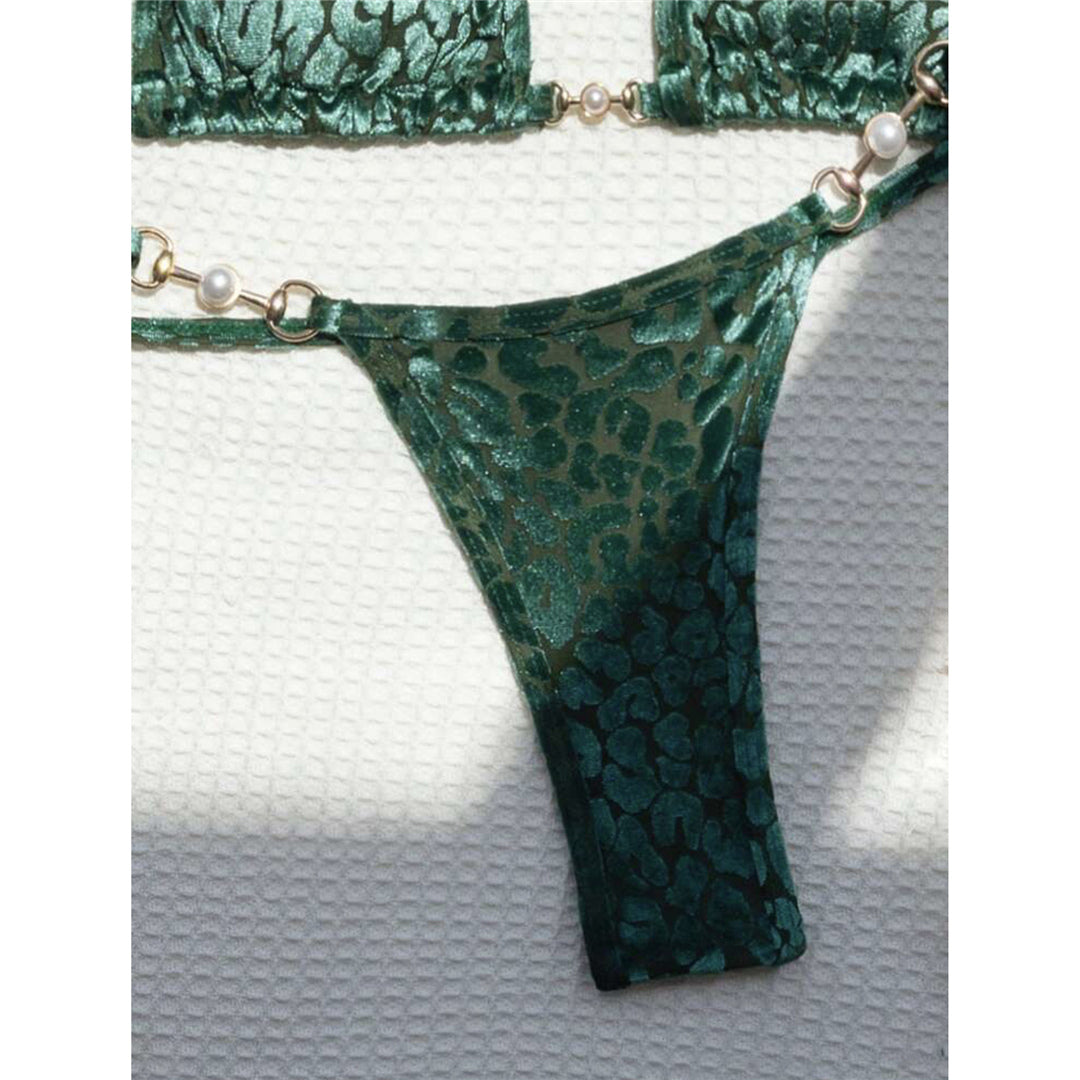 Deborah Leopard Halter Mini Micro Thong Bikini