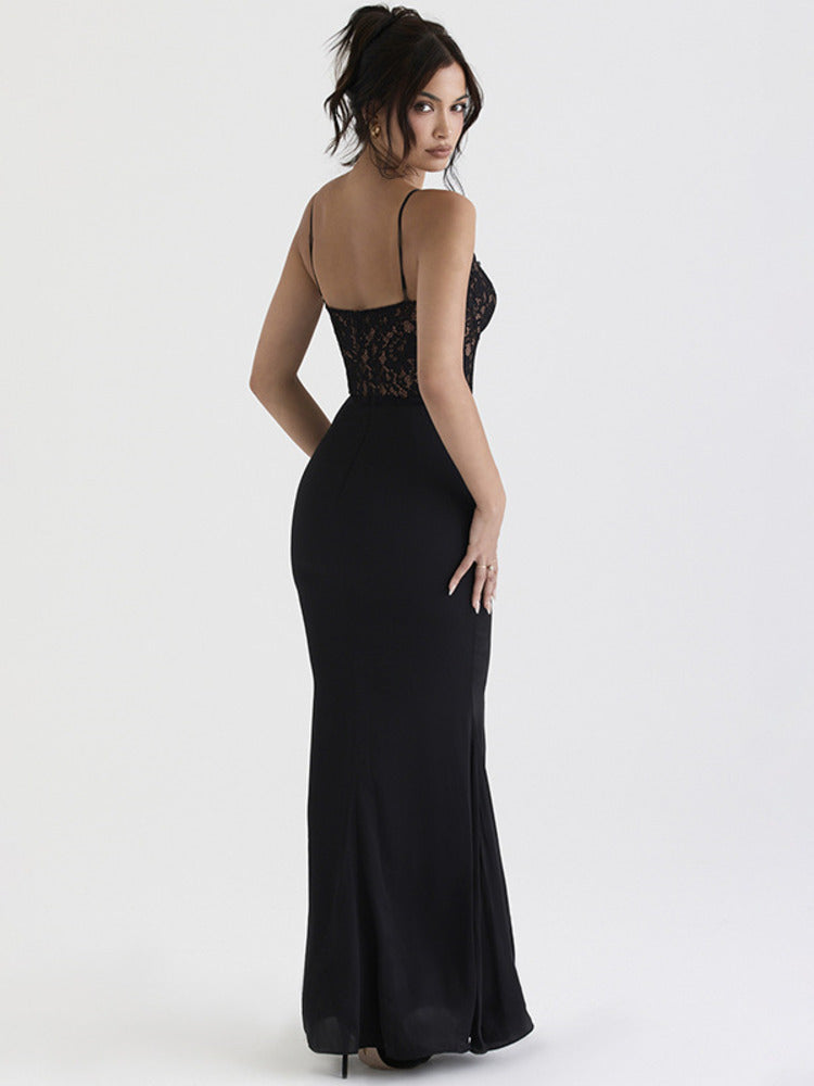 Camille Lace Spaghetti Strap Bodycon Sexy Maxi Dress