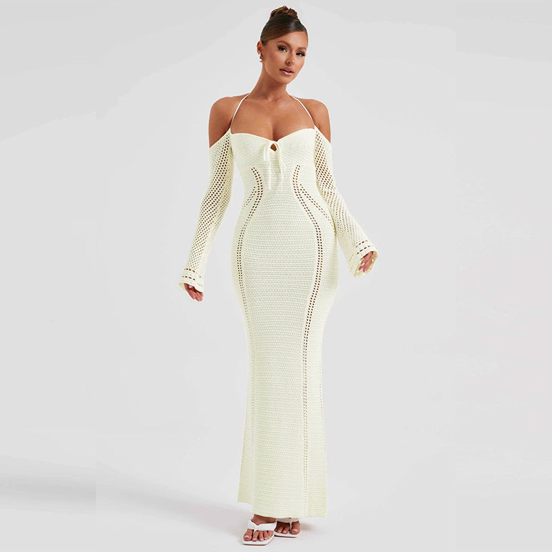 Claire Hollow Out Backless Knitted Sexy Maxi Dress