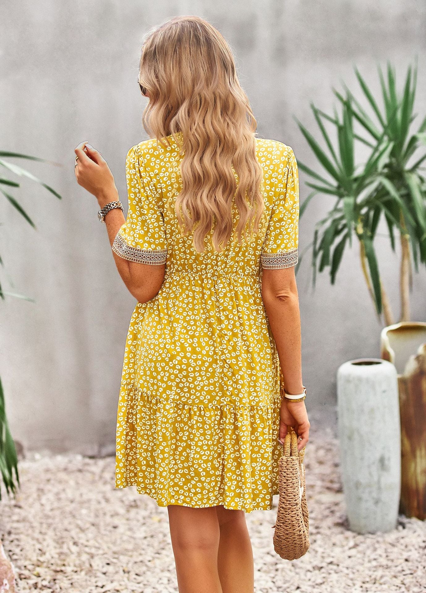 Mary Boho Floral Print Summer Midi Dress