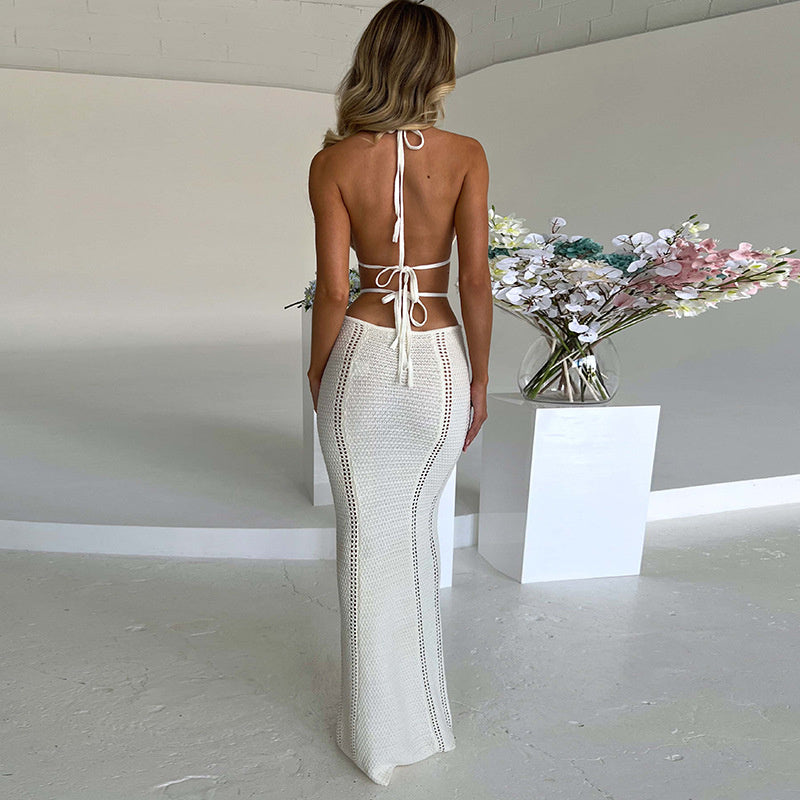 Gill Hollow Out Halter Backless Maxi Dress