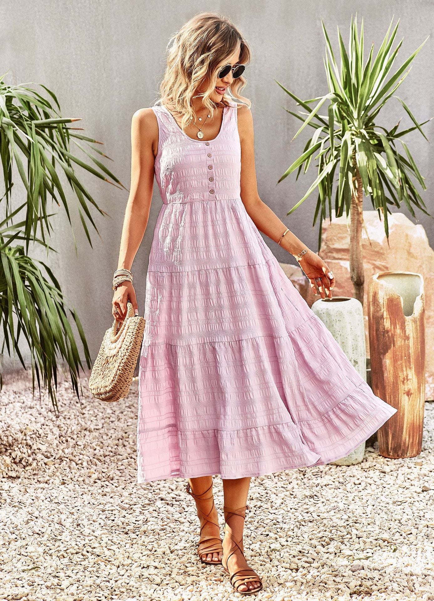 Lillian A-line Sleeveless Summer Midi Dress