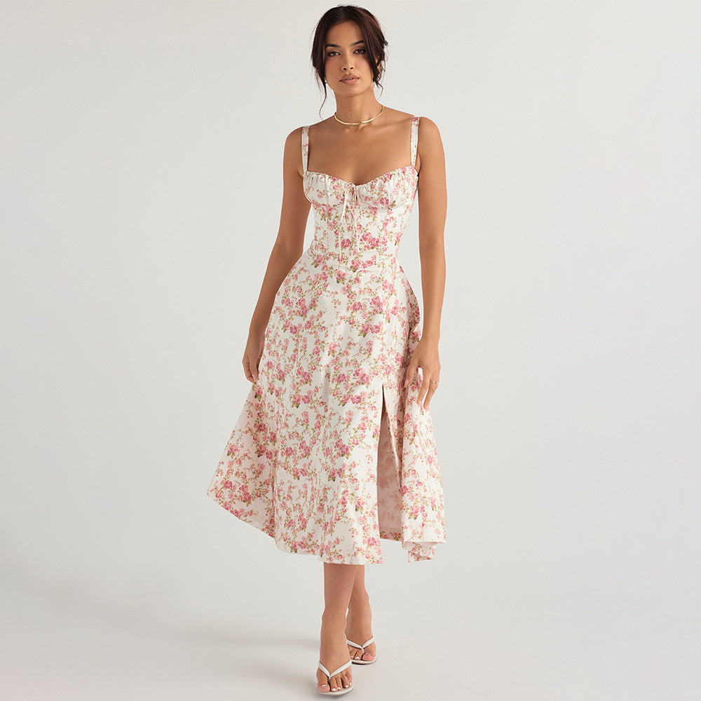 Emma Floral Print Sexy Midi Dress