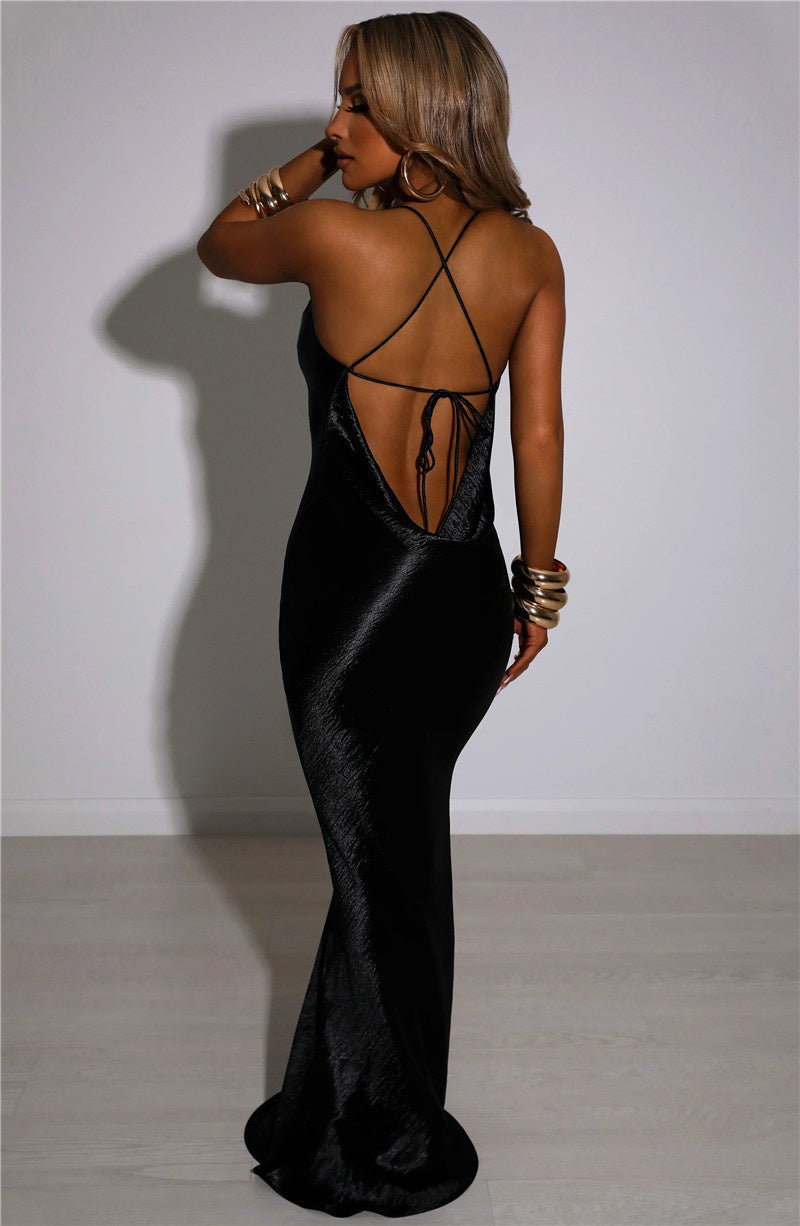 Miranda Satin Backless Maxi Dress