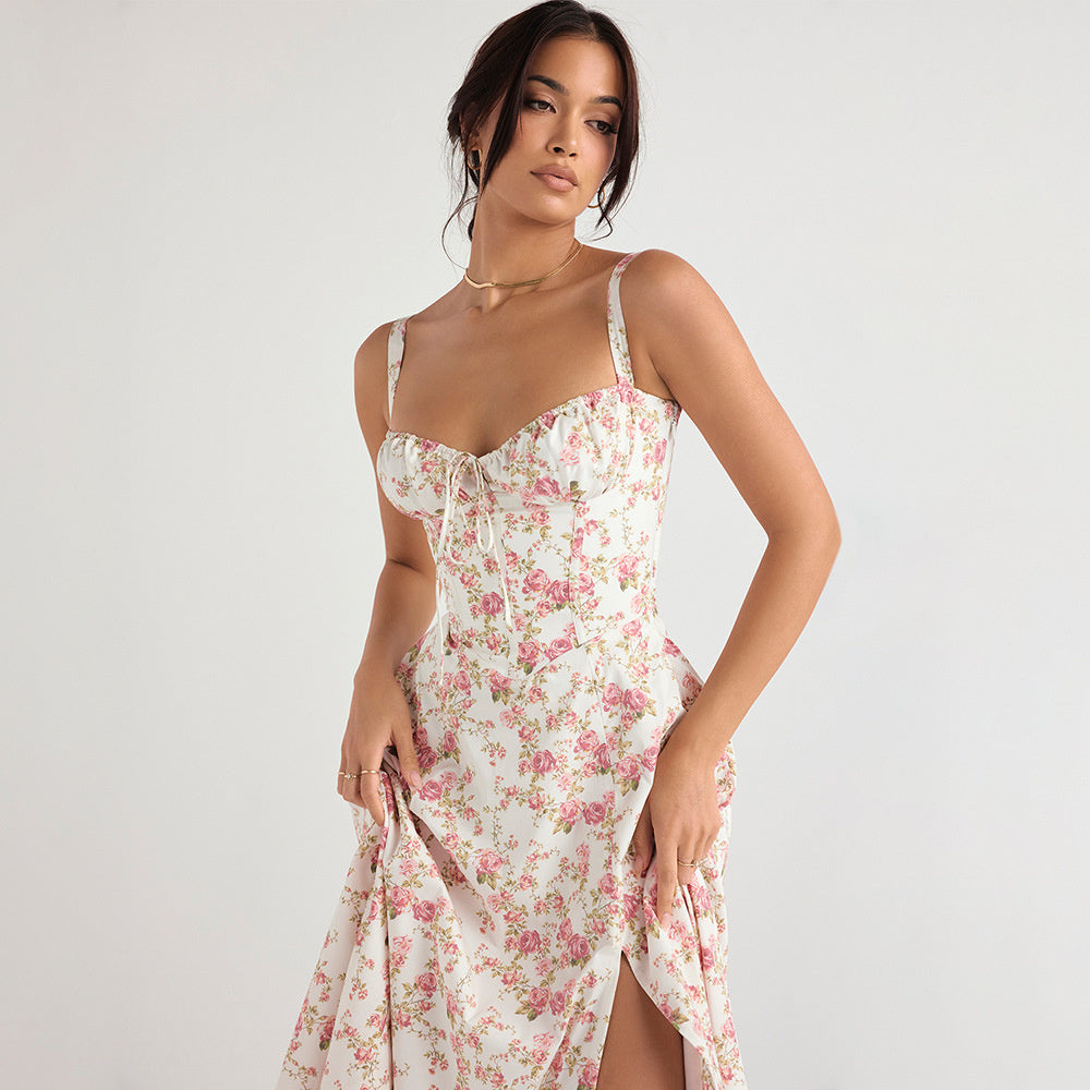 Emma Floral Print Sexy Midi Dress