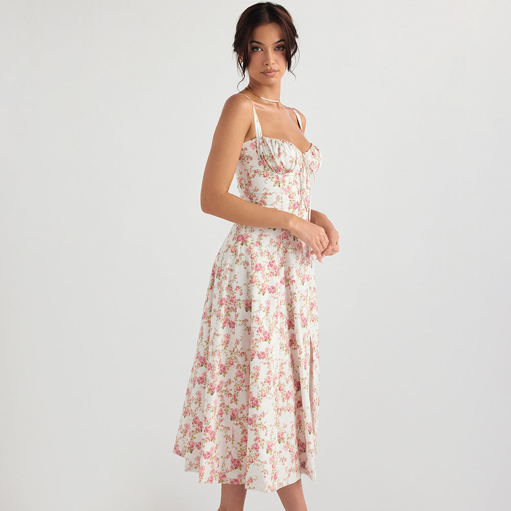 Emma Floral Print Sexy Midi Dress