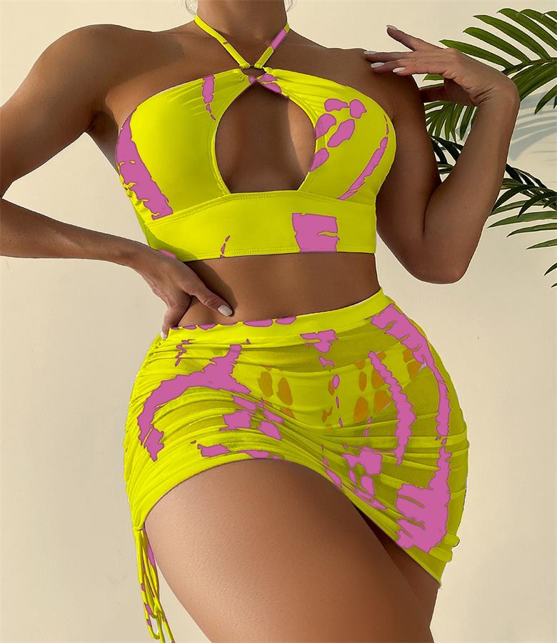 Patty Printed Bikini Set With Skirt