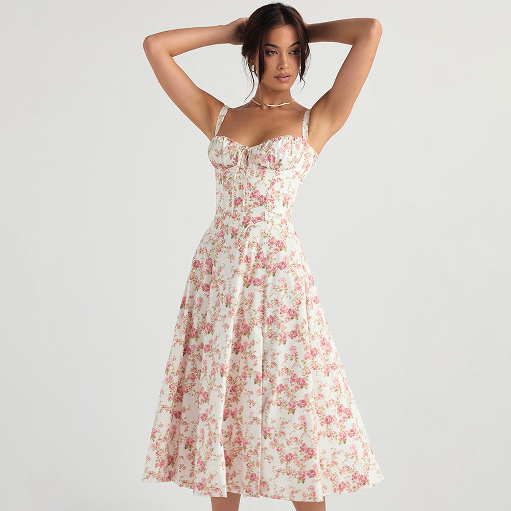 Emma Floral Print Sexy Midi Dress