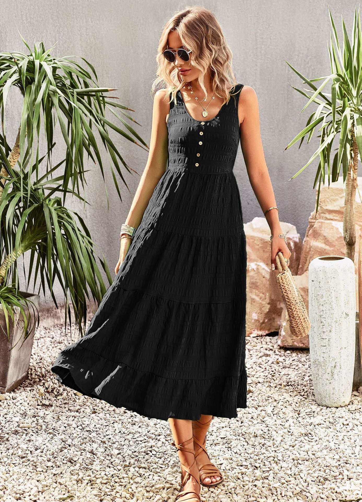 Lillian A-line Sleeveless Summer Midi Dress