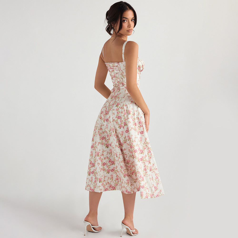 Emma Floral Print Sexy Midi Dress