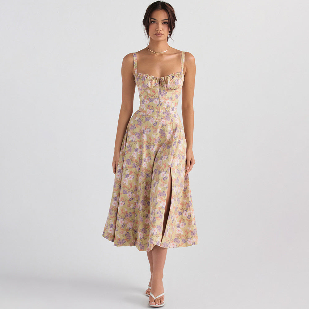 Emma Floral Print Sexy Midi Dress