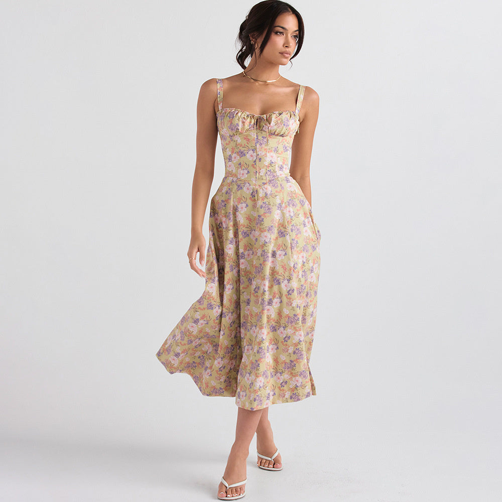 Emma Floral Print Sexy Midi Dress