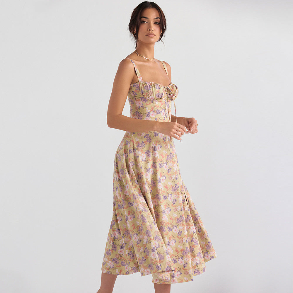 Emma Floral Print Sexy Midi Dress