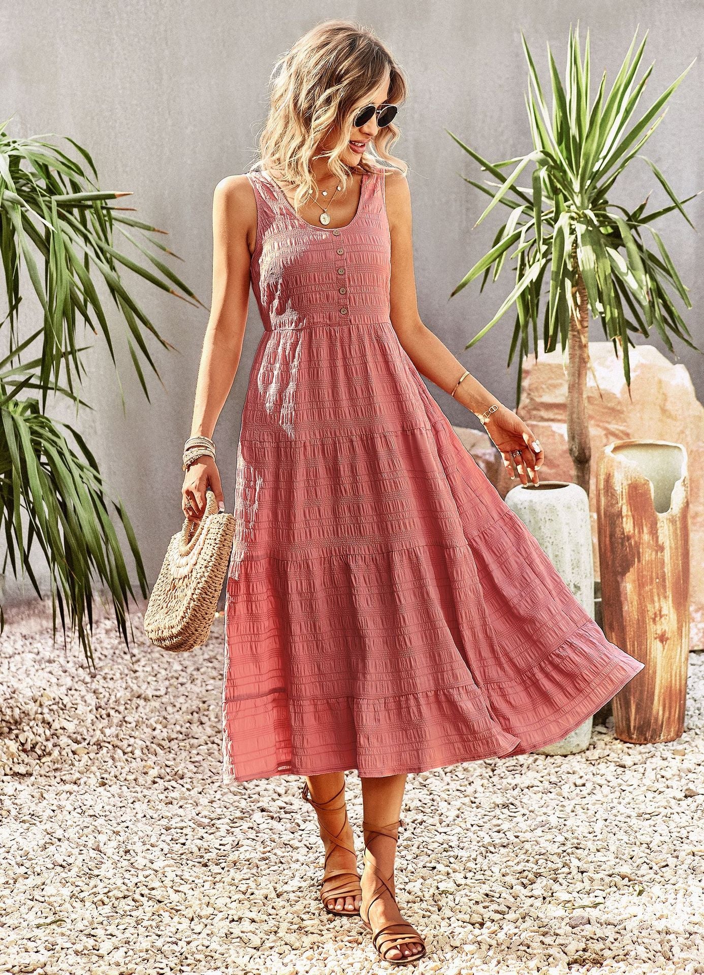 Lillian A-line Sleeveless Summer Midi Dress