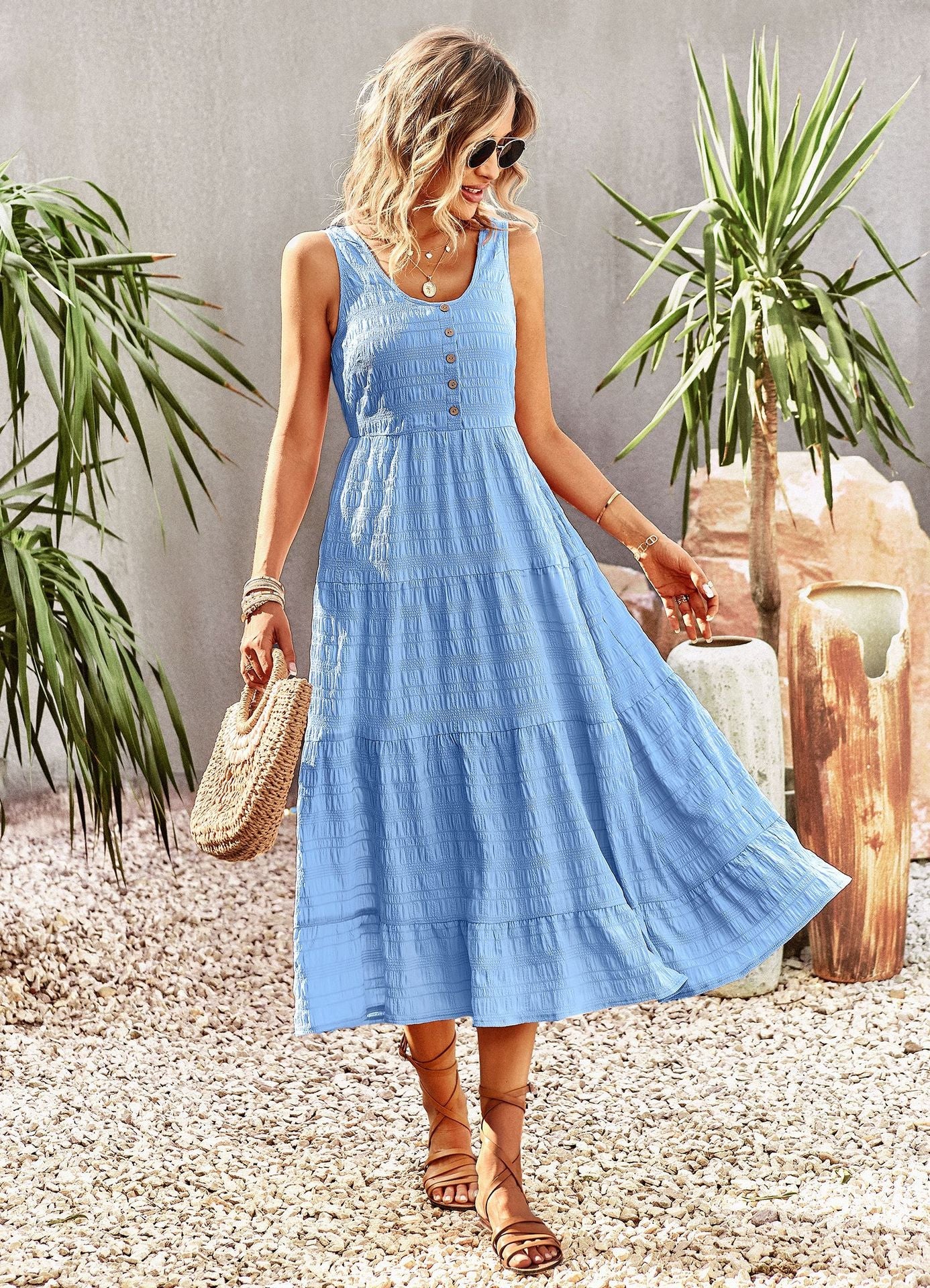 Lillian A-line Sleeveless Summer Midi Dress