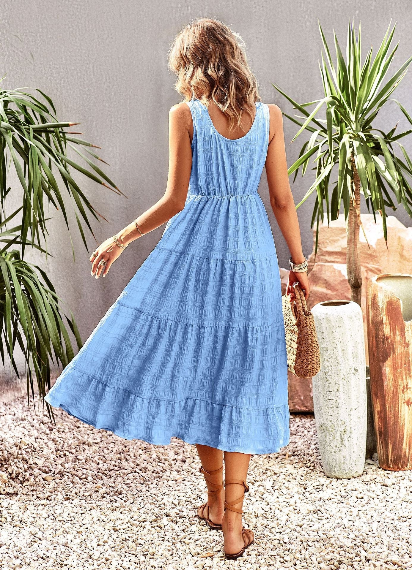 Lillian A-line Sleeveless Summer Midi Dress