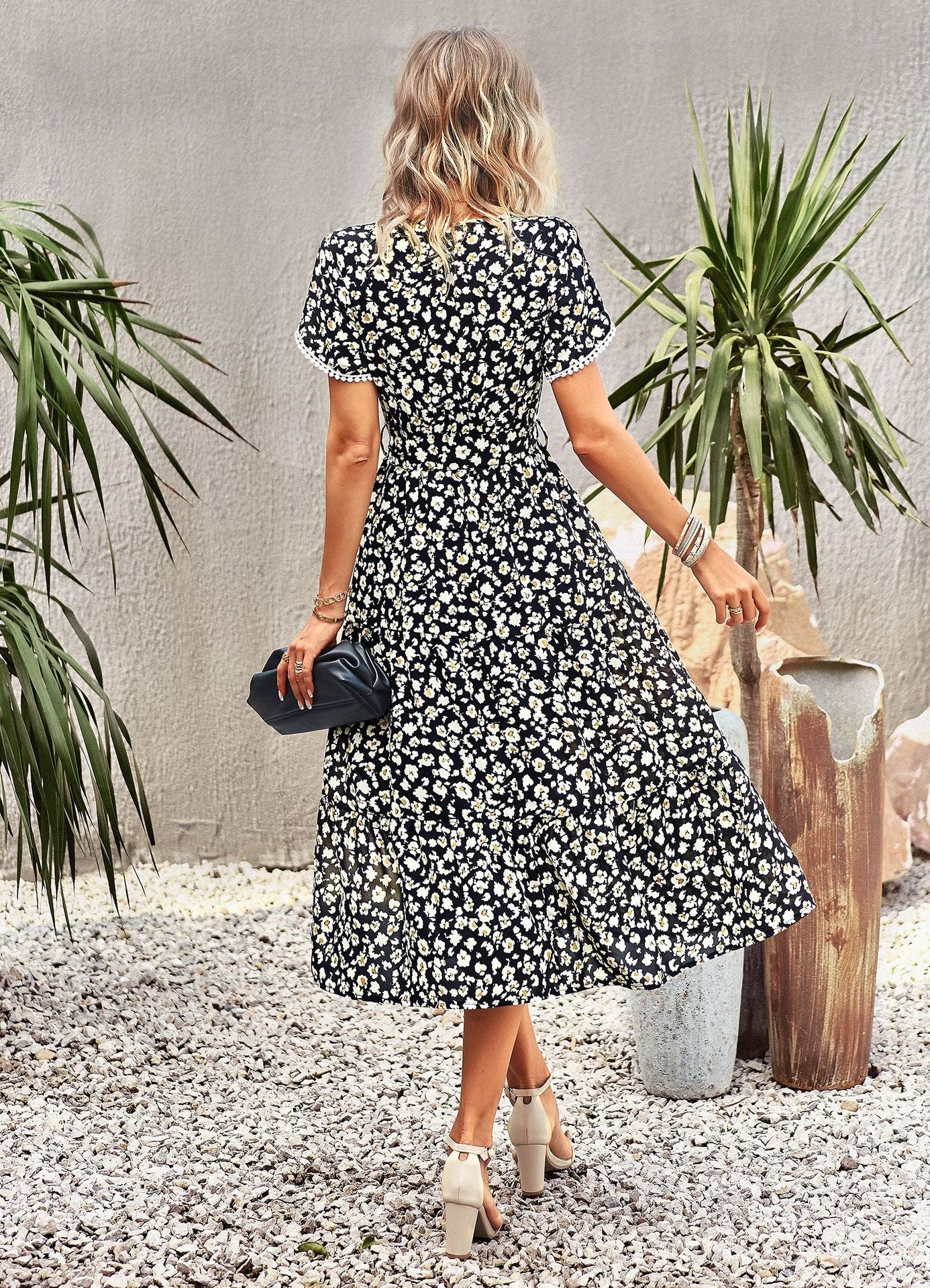 Lisa Bohemian Floral Print Summer Midi Dress