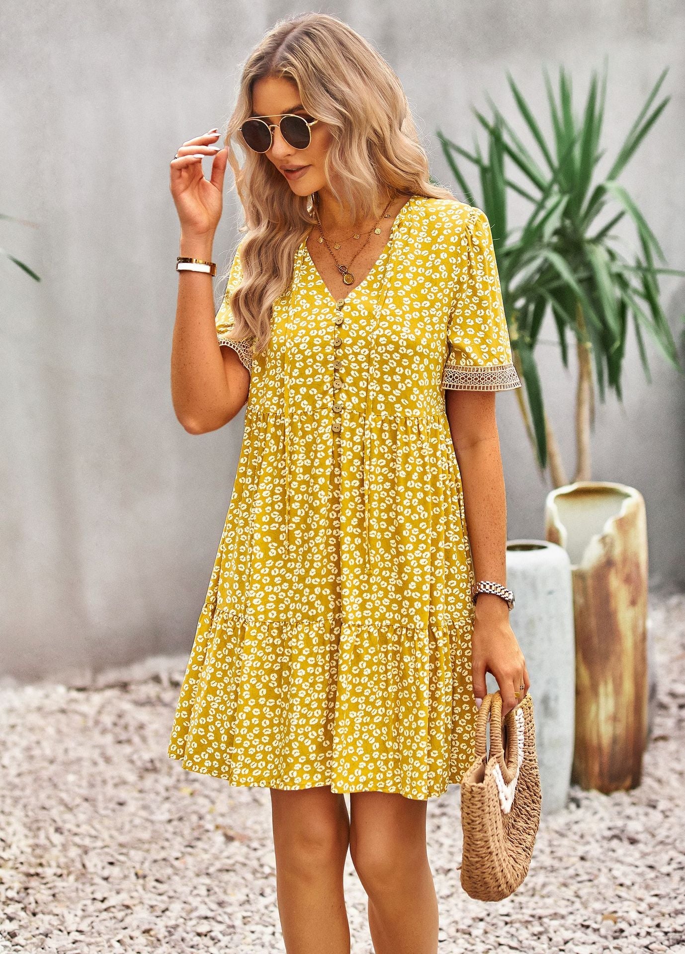 Mary Boho Floral Print Summer Midi Dress