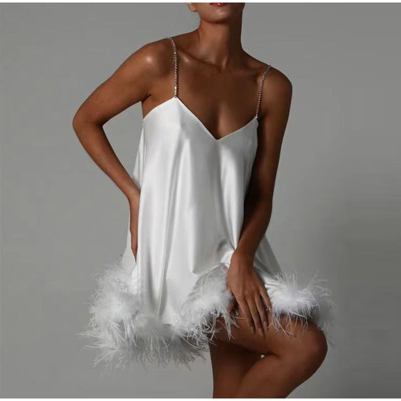 Melissa Sexy Feather Camisole Dress