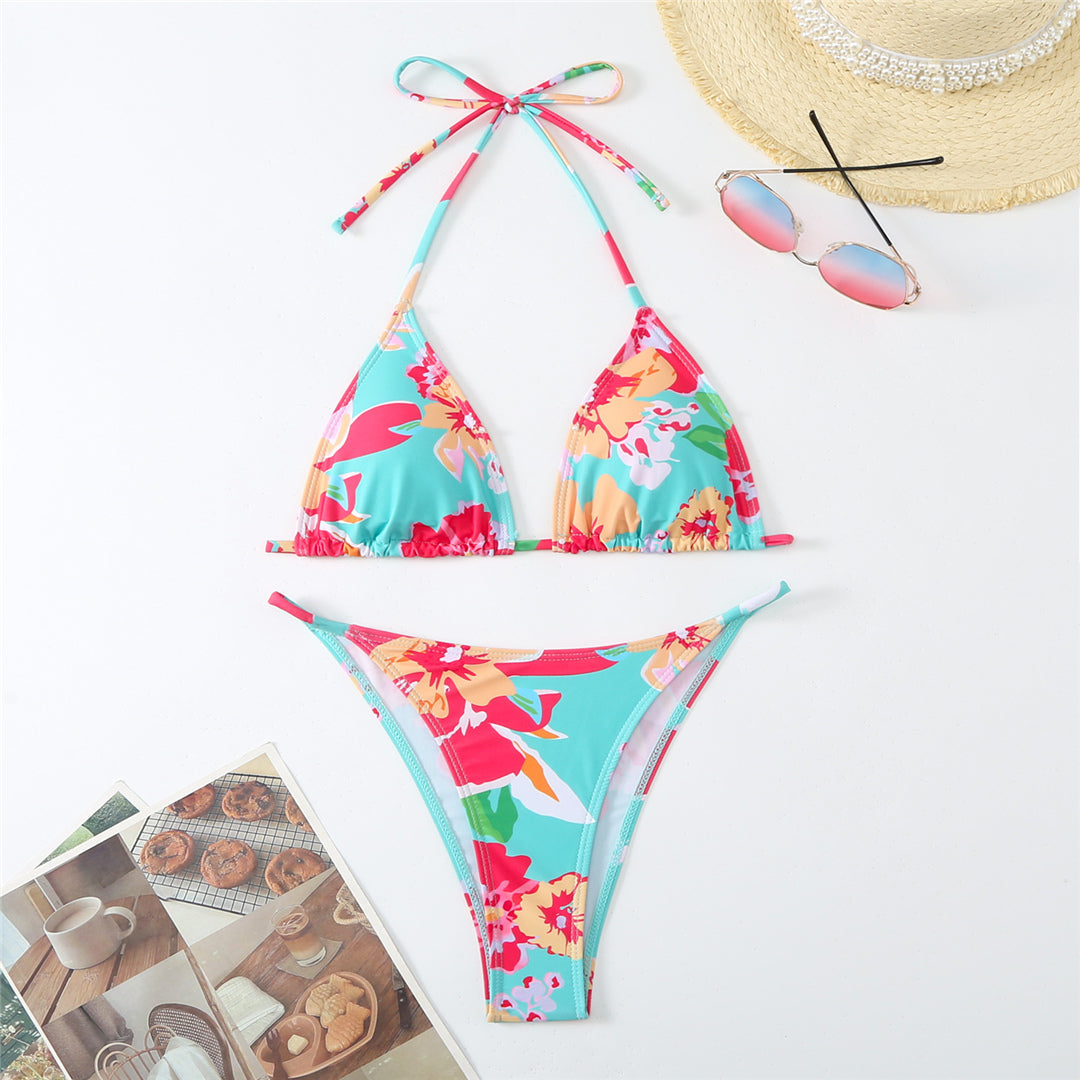 Jean Flowers Floral Brazilian Bikini