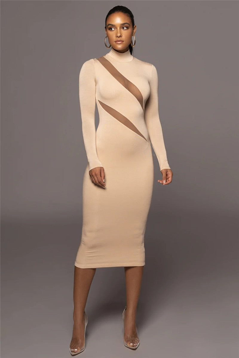 Sue Long Sleeve Bodycon Sexy Maxi Dress