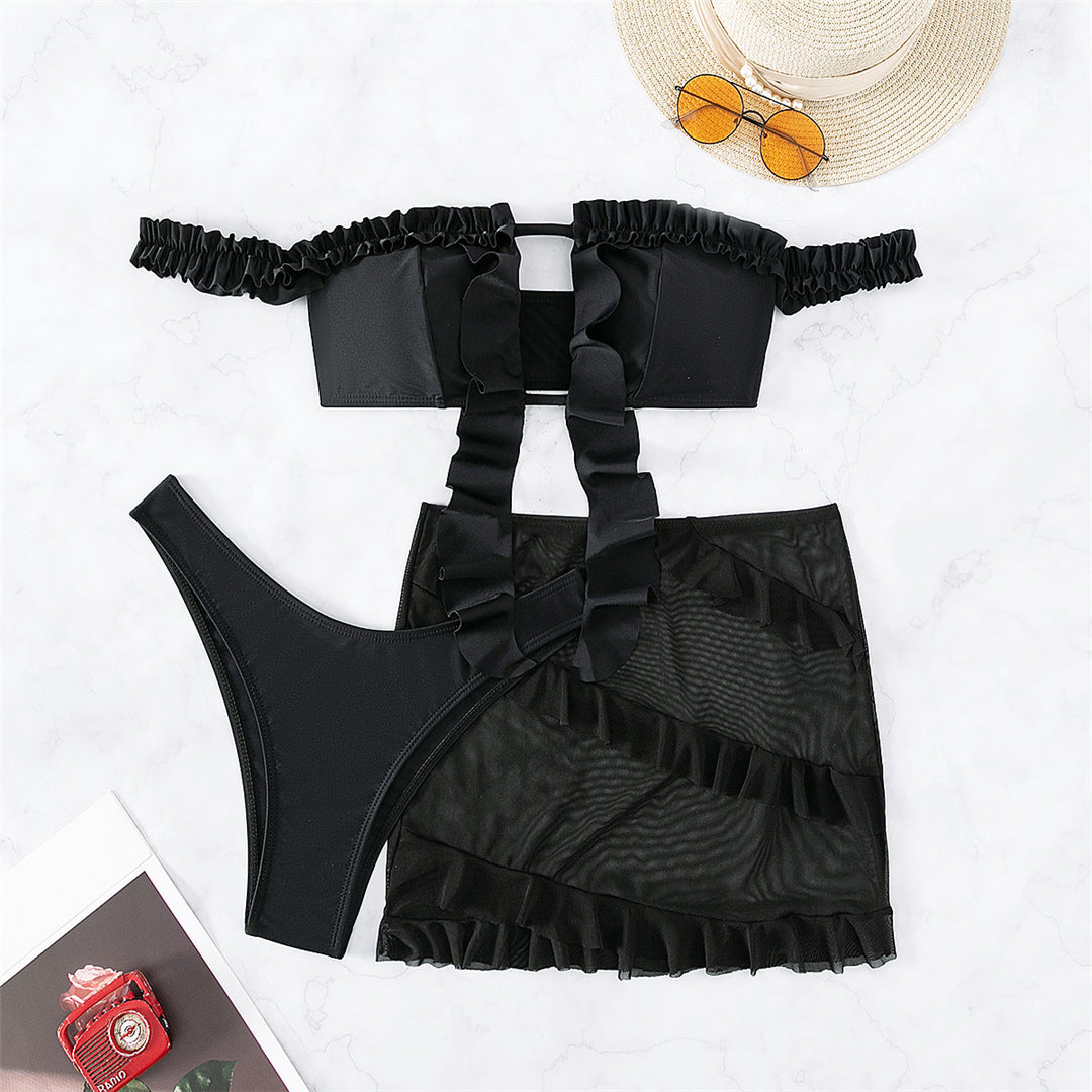 Nikki Off Shoulder Ruffled Frilled Bikini