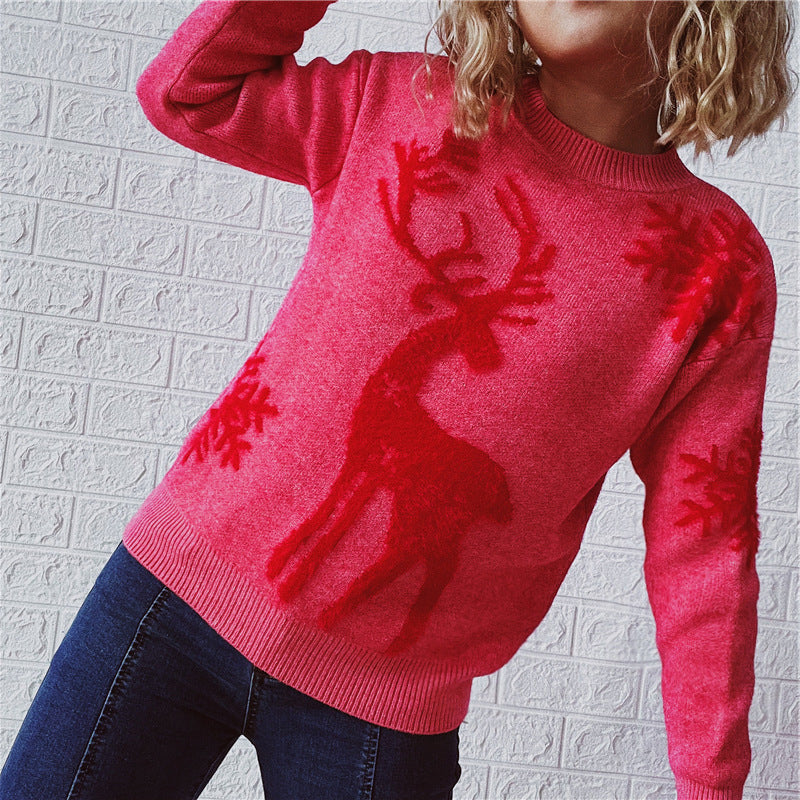 Renee Christmas O-neck Knitted Women Sweater