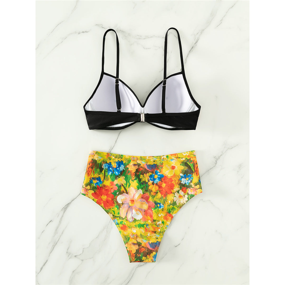 Marilyn Printed With Bra Cup High Waist Bikini