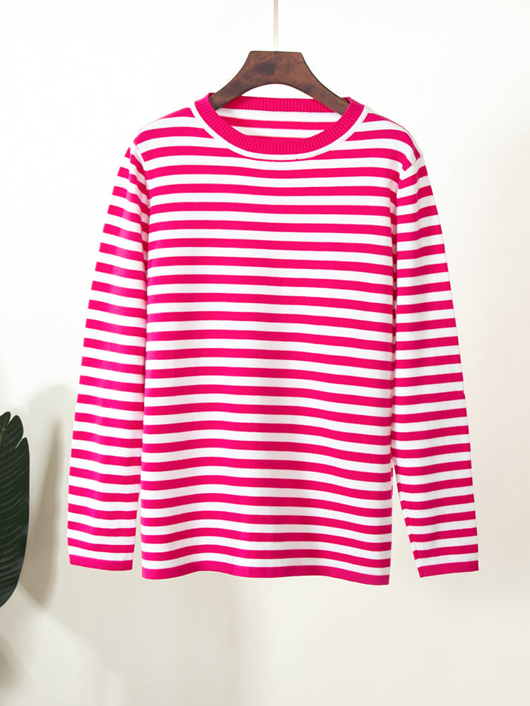 Cheryl Loose Casual Knitted Stripe Women Sweater