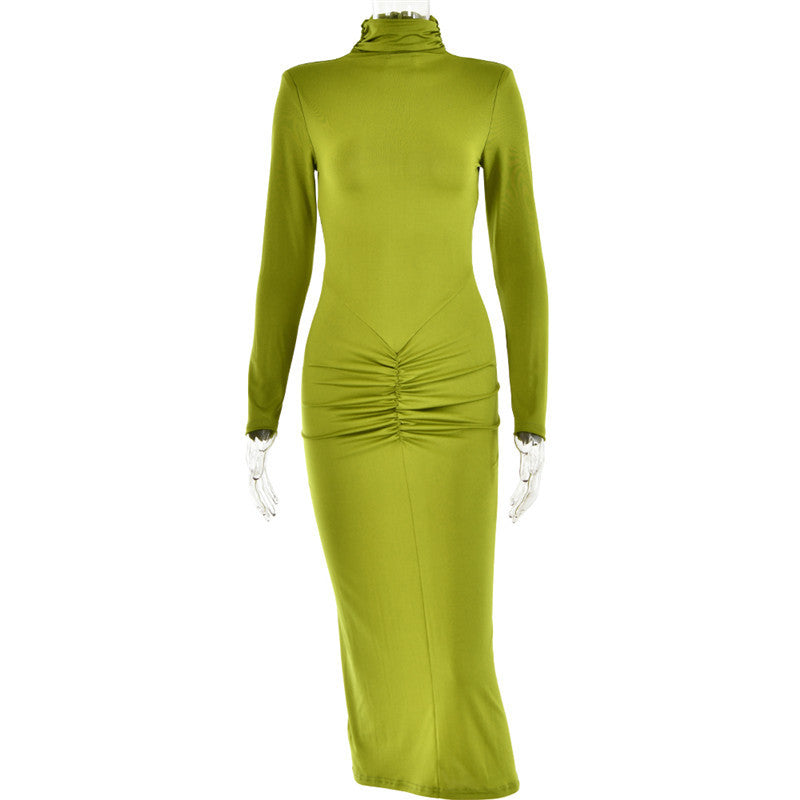 Janice Turtleneck Long Sleeve Bodycon Maxi Dress