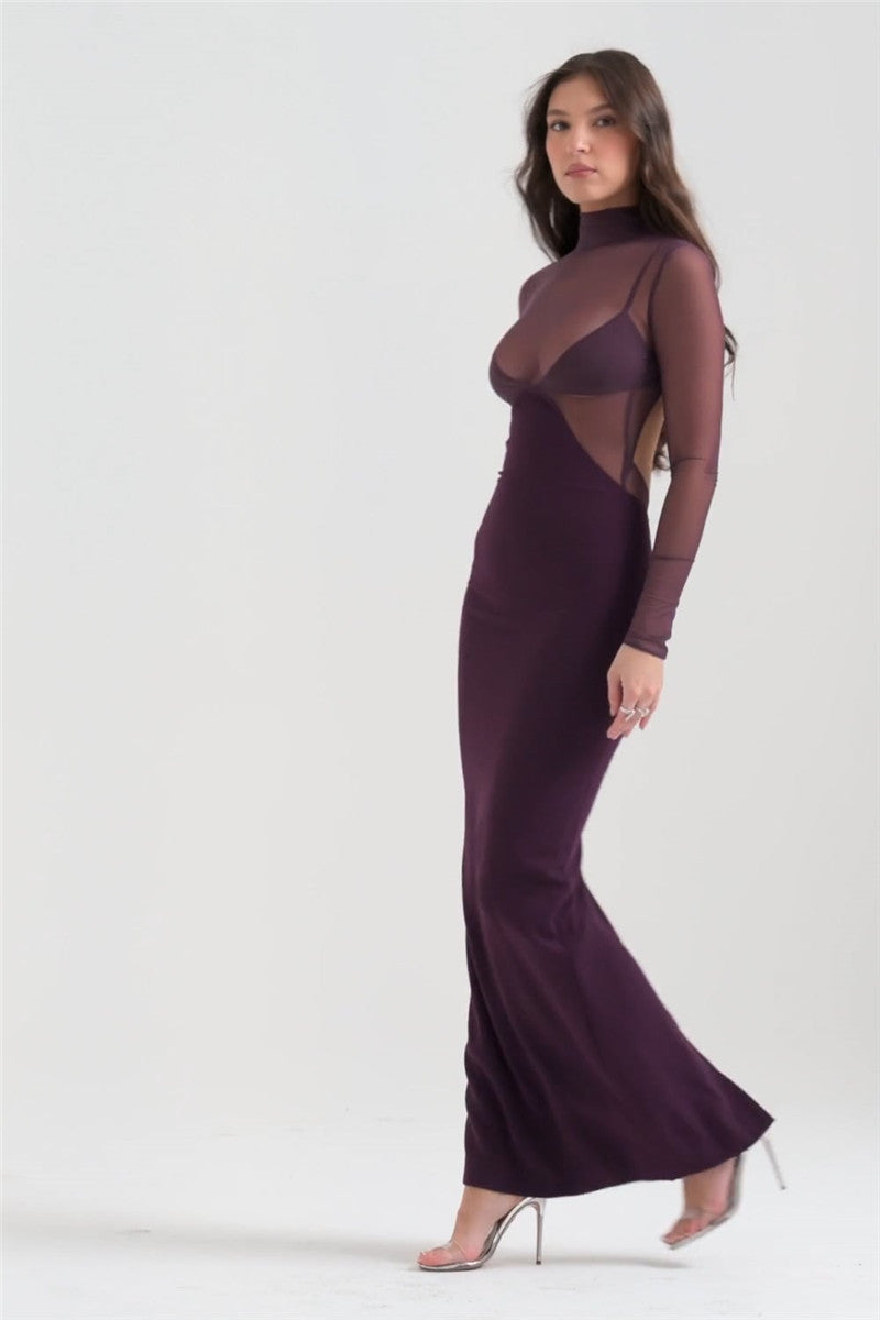 Paris Purple Backless Sexy Maxi Dress