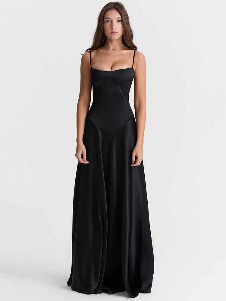 Miranda Lace-up Satin Maxi Dress