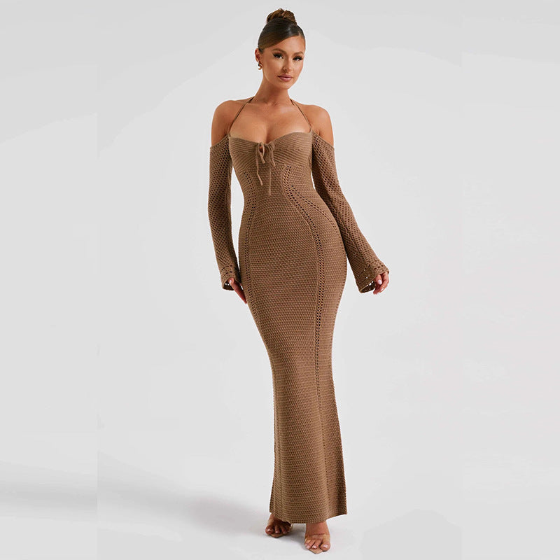 Claire Hollow Out Backless Knitted Sexy Maxi Dress