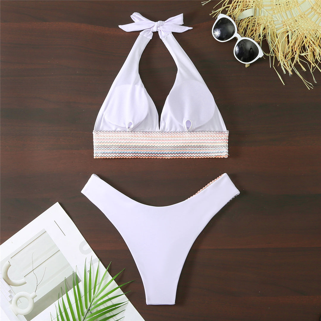 Carly Splicing Halter V Neck Bikini