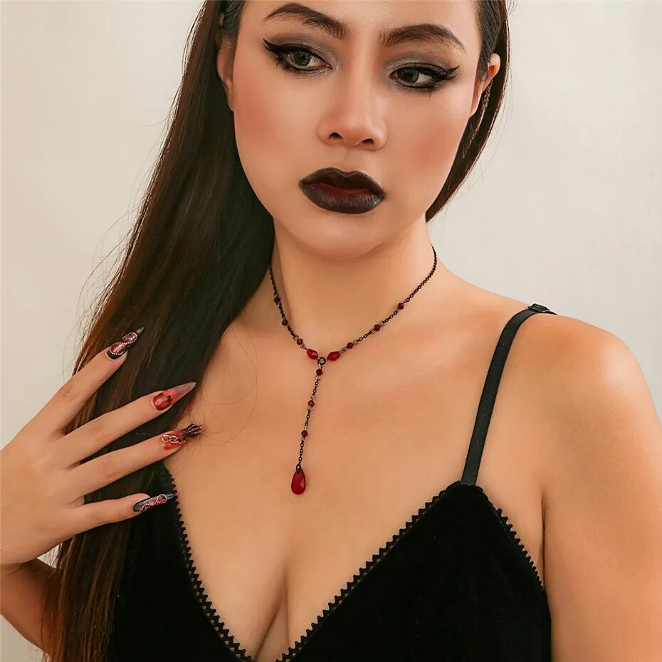 Megan Drop Crystal Chest Chain Necklace