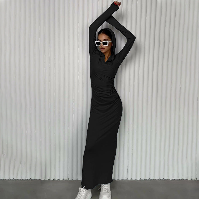 Ellen V Neck Hooded Maxi Dress