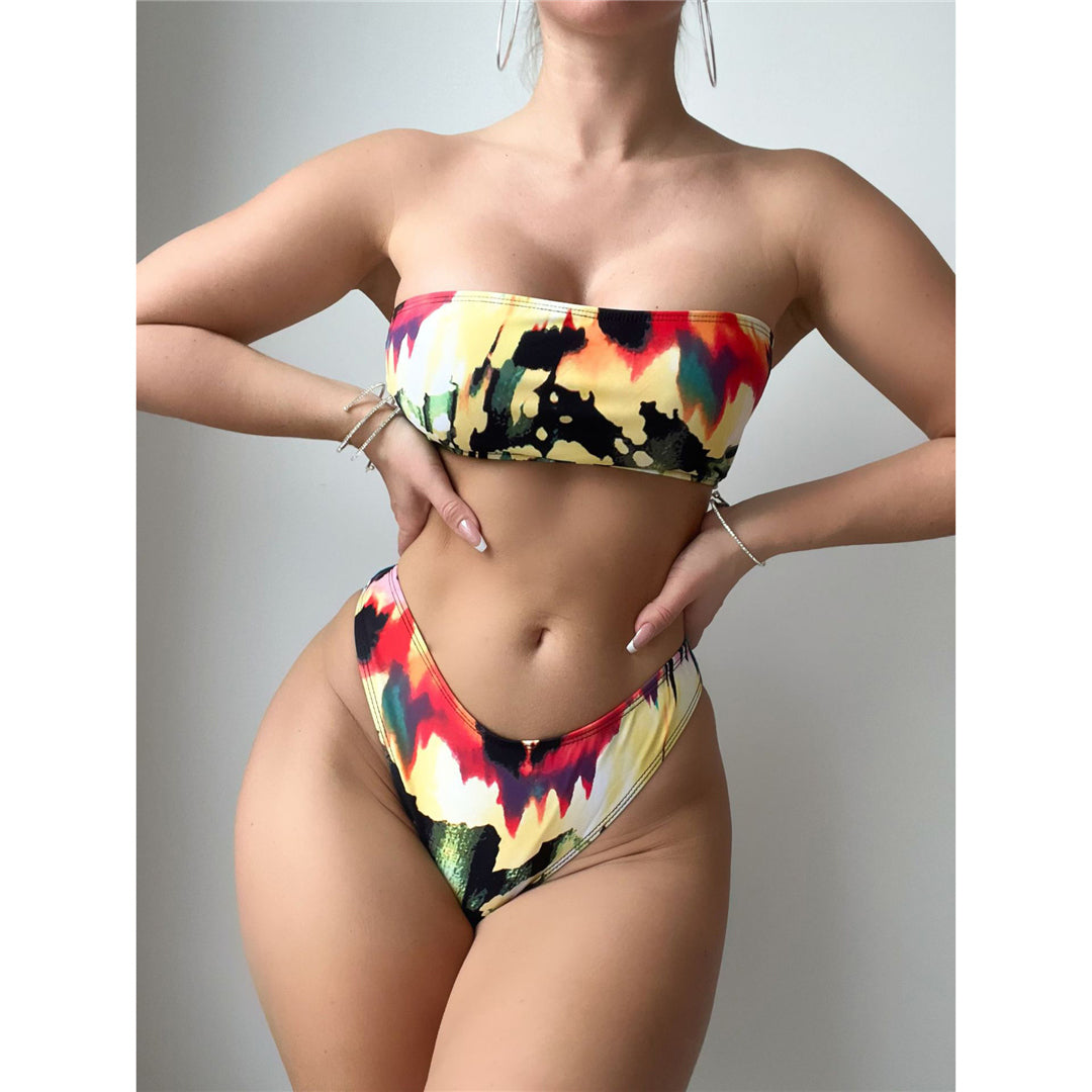 Melanie With Dress Printed Bandeau Bikini