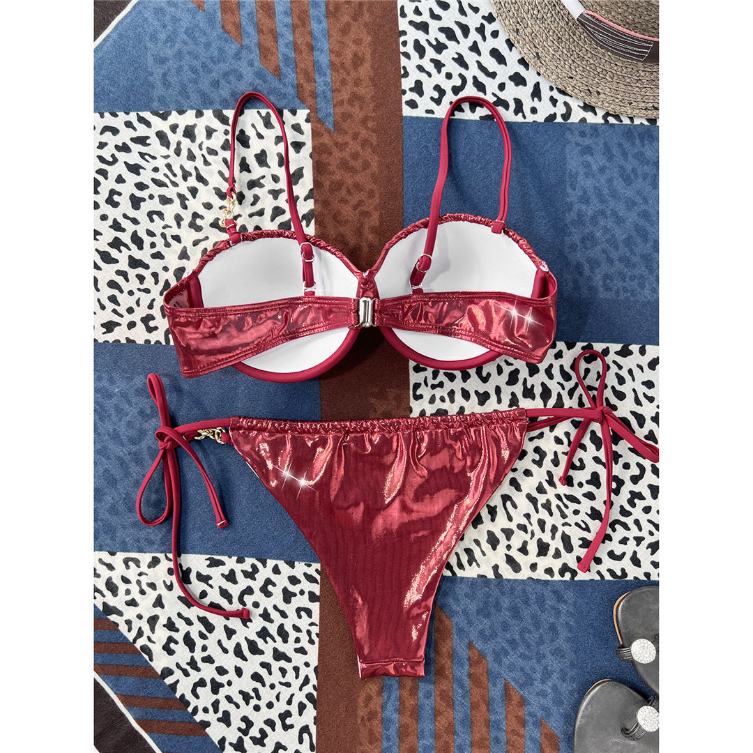 Betty PU Faux Leather Underwired With Bra Cup Bikini