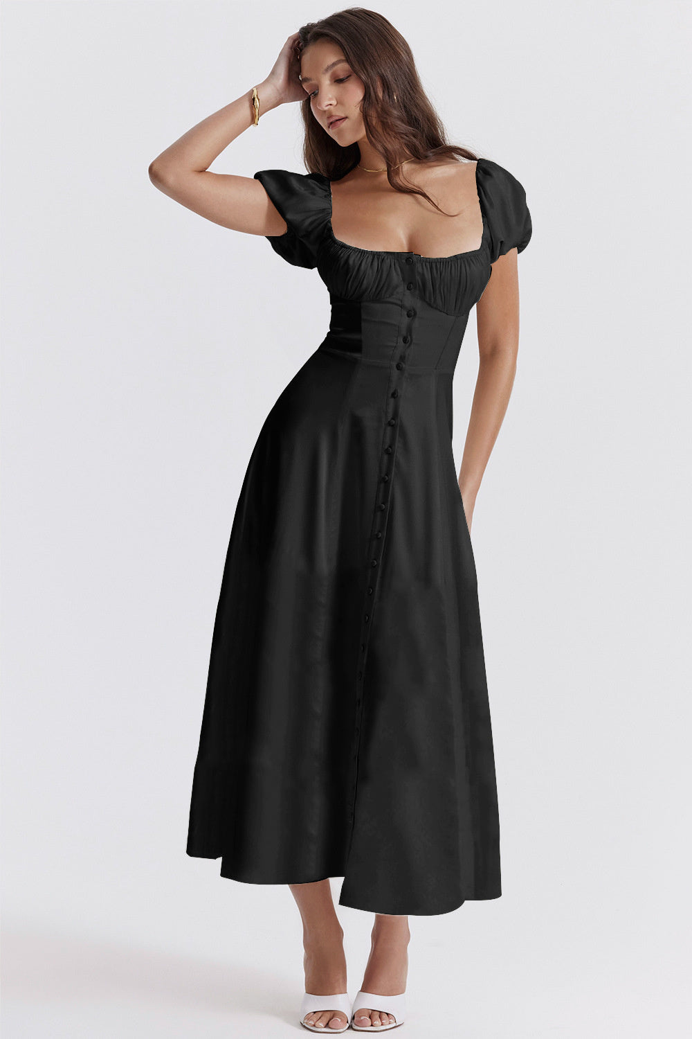 Paris Puff Sleeve Midi Dress