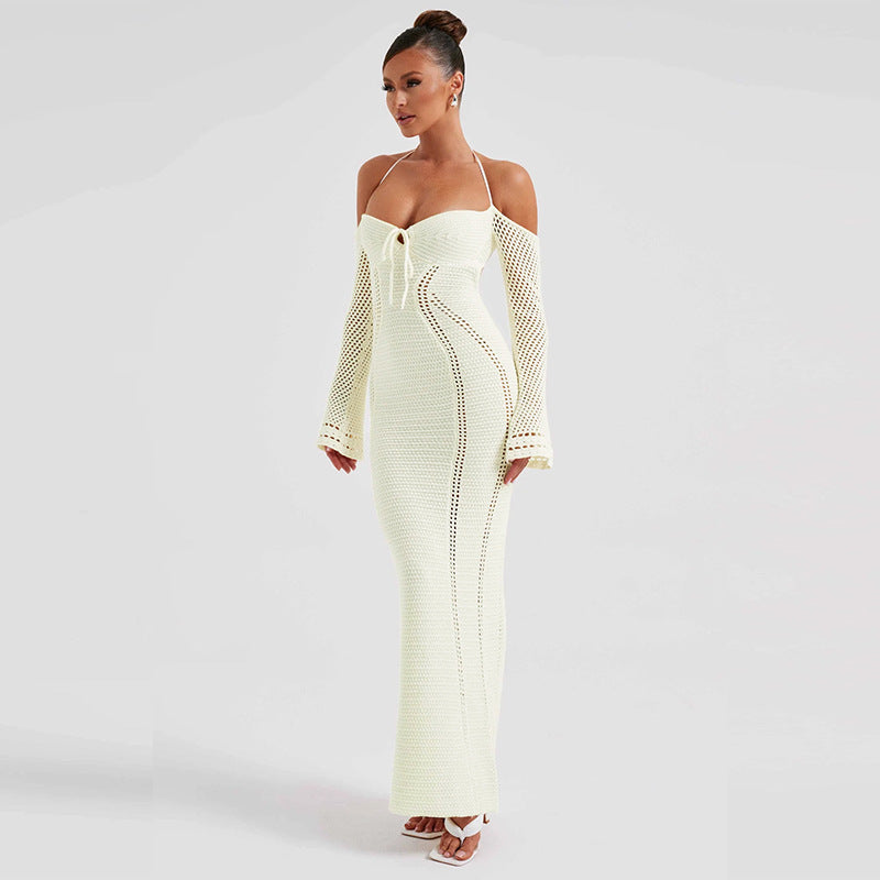 Claire Hollow Out Backless Knitted Sexy Maxi Dress