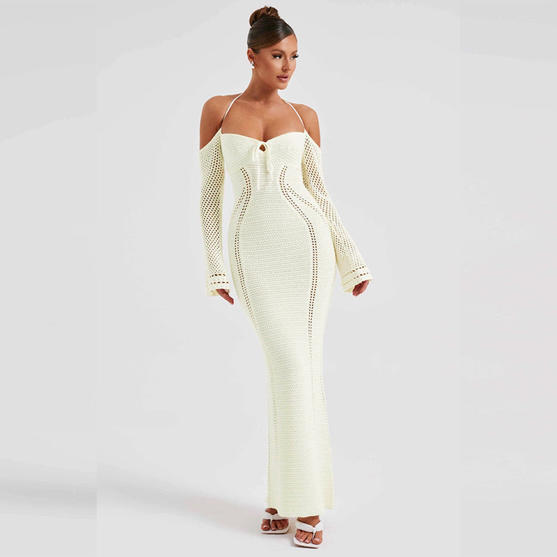 Claire Hollow Out Backless Knitted Sexy Maxi Dress