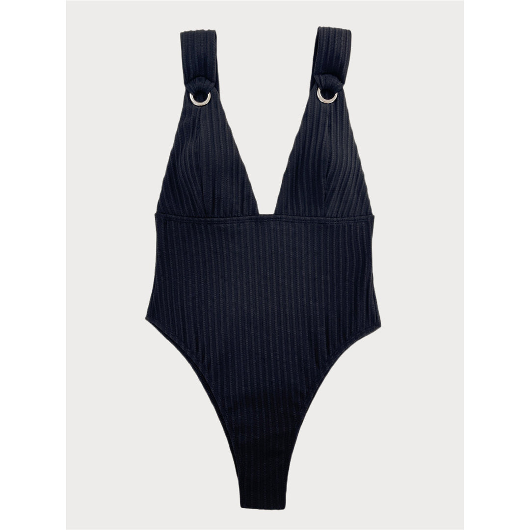 Jill Sexy Deep V Neck Ribbed Monokini