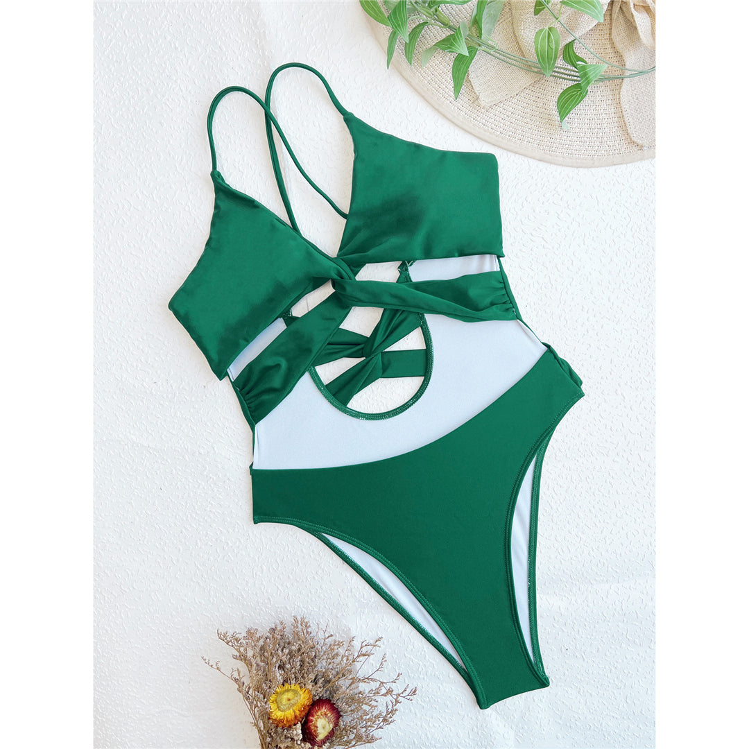 Marie Tummy Cut Out Cross Back One Piece Swimsuit