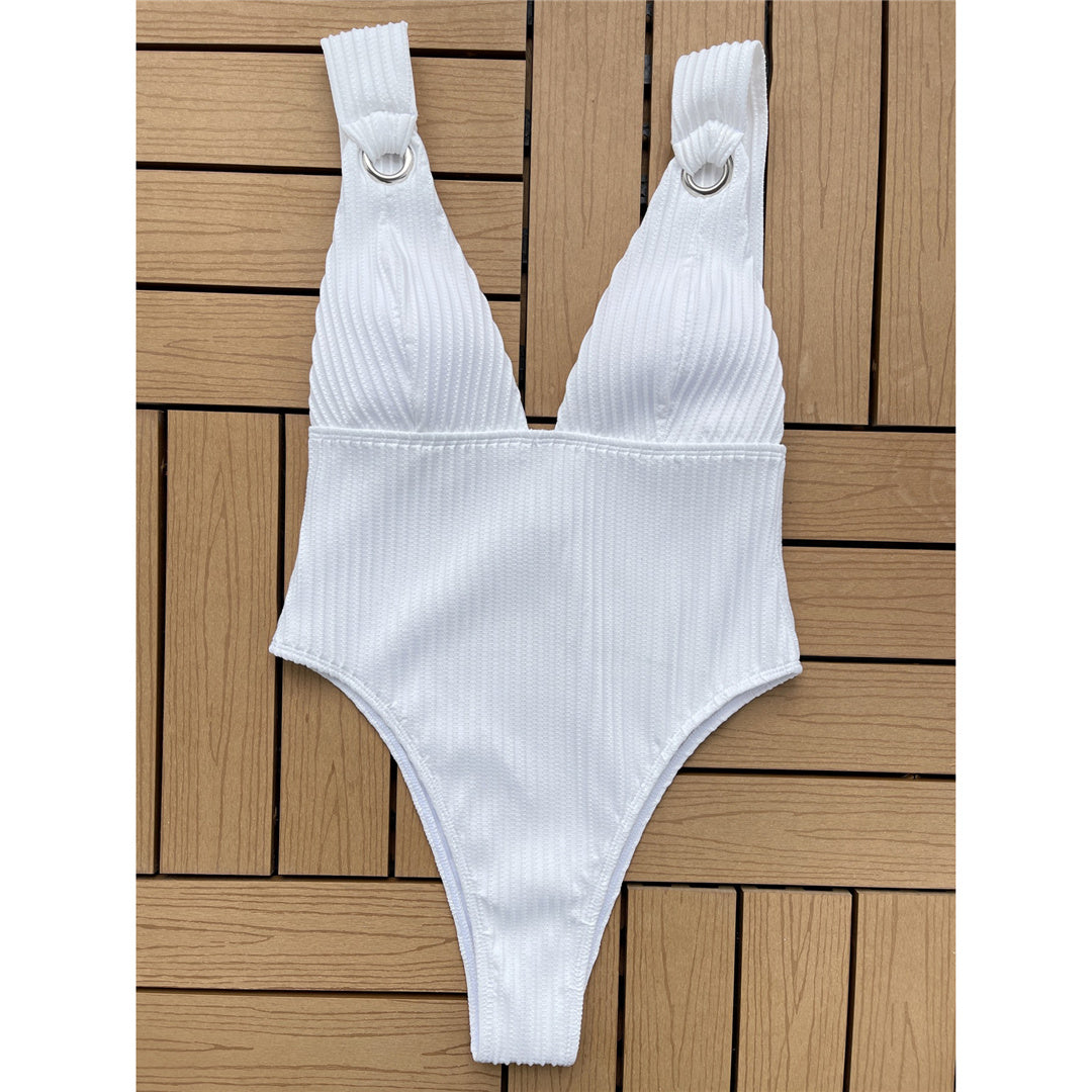 Jill Sexy Deep V Neck Ribbed Monokini