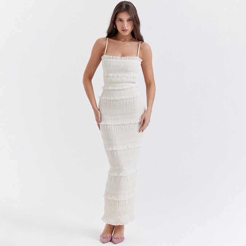 Kristal White Spaghetti Strap Maxi Dress