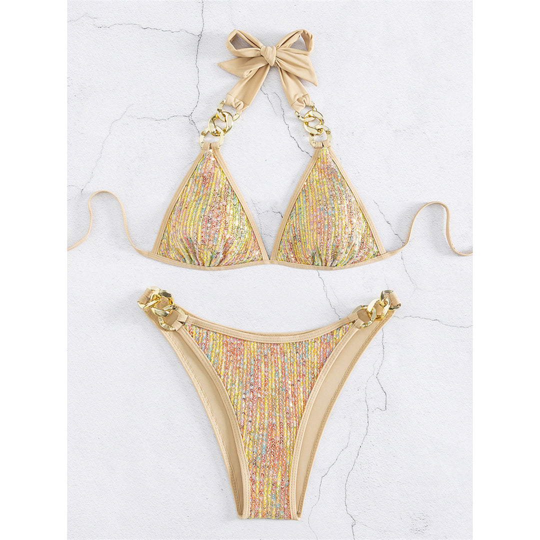 Anita Halter Shiny Sequin Metal Ring Bikini