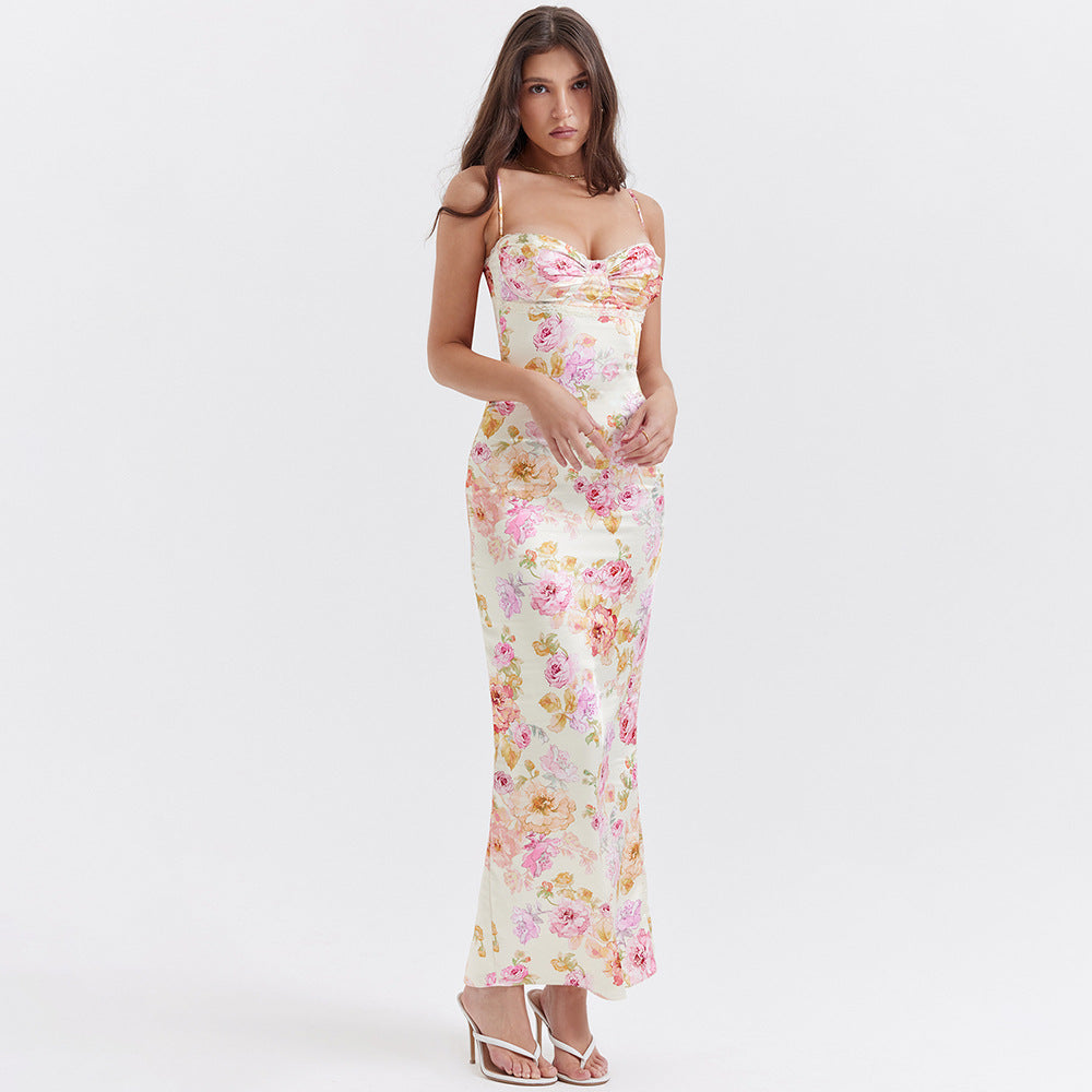 Nikki Spaghetti Strap Print Maxi Dress